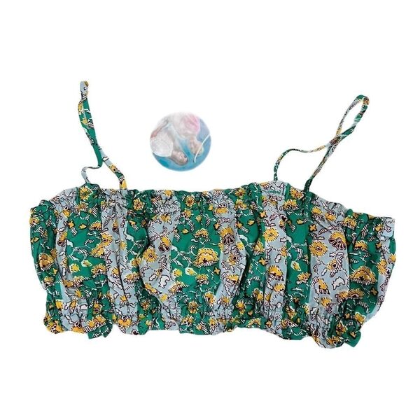RHODE x Target whimsical Green floral spaghetti strap crop bra top size medium - Picture 4 of 10